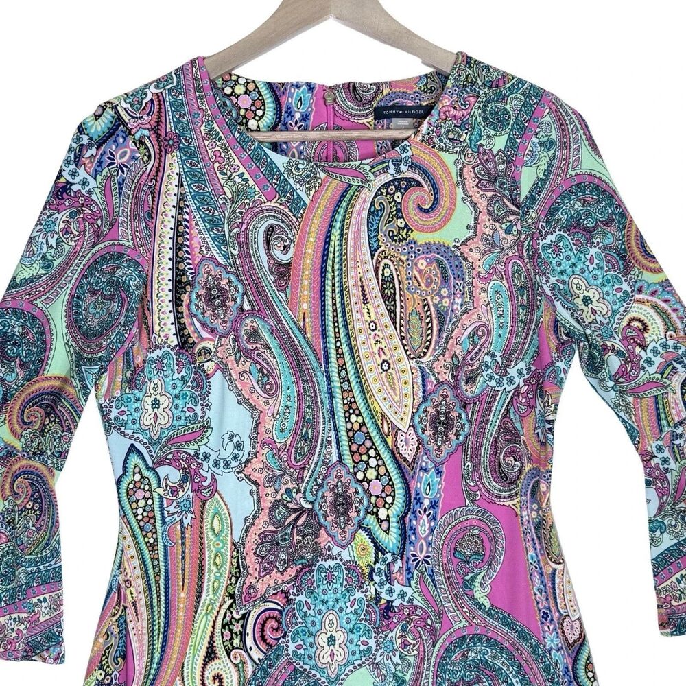 Tommy Hilfiger Multicolor Paisley Bell Sleeve Dress Women’s Size 4 - Picture 2 of 11